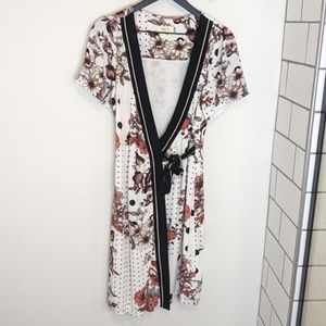 Anthropologie Aubrey Floral Polka Dot Wrap Dress